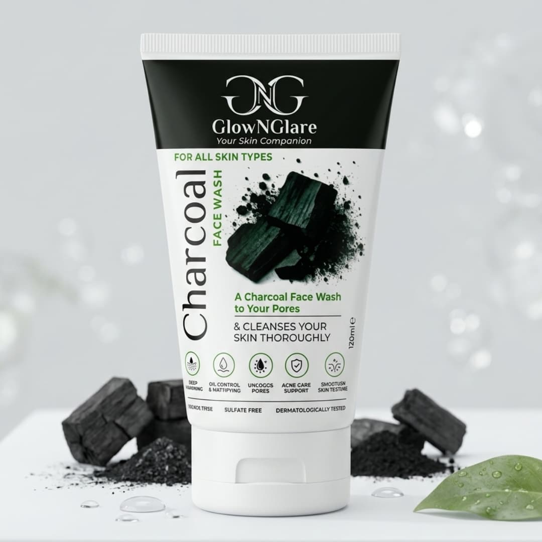 GlowNGlare Charcoal Face Wash – Deep Cleansing & Oil Control Facial Cleanser | 120ml