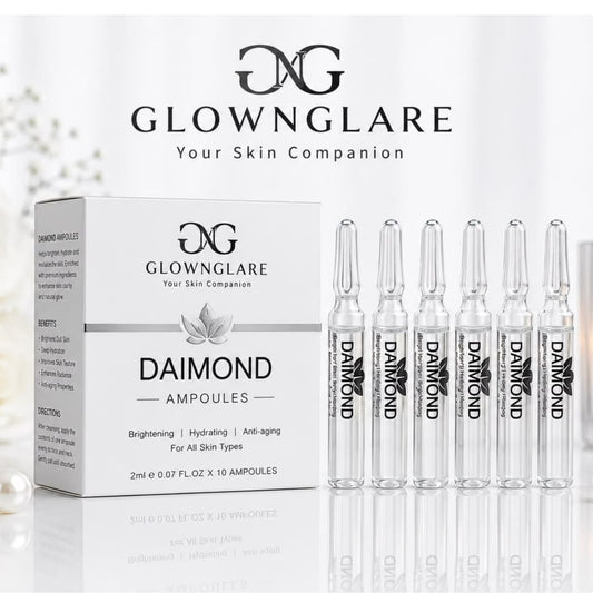 GlowNGlare Diamond Ampoules – Brightening, Hydrating & Anti-Aging Facial Serum | 10 × 2ml